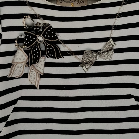 France Lippee Cherie la femme striped Dress with unique print Japan 100% Cotton - Picture 2 of 7